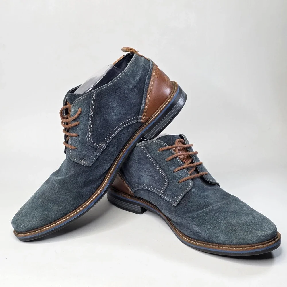 Bugatti Men's Oxford Dress Shoes Size 11 EU 44 Blue Teal Suede Lace Up Boots‎